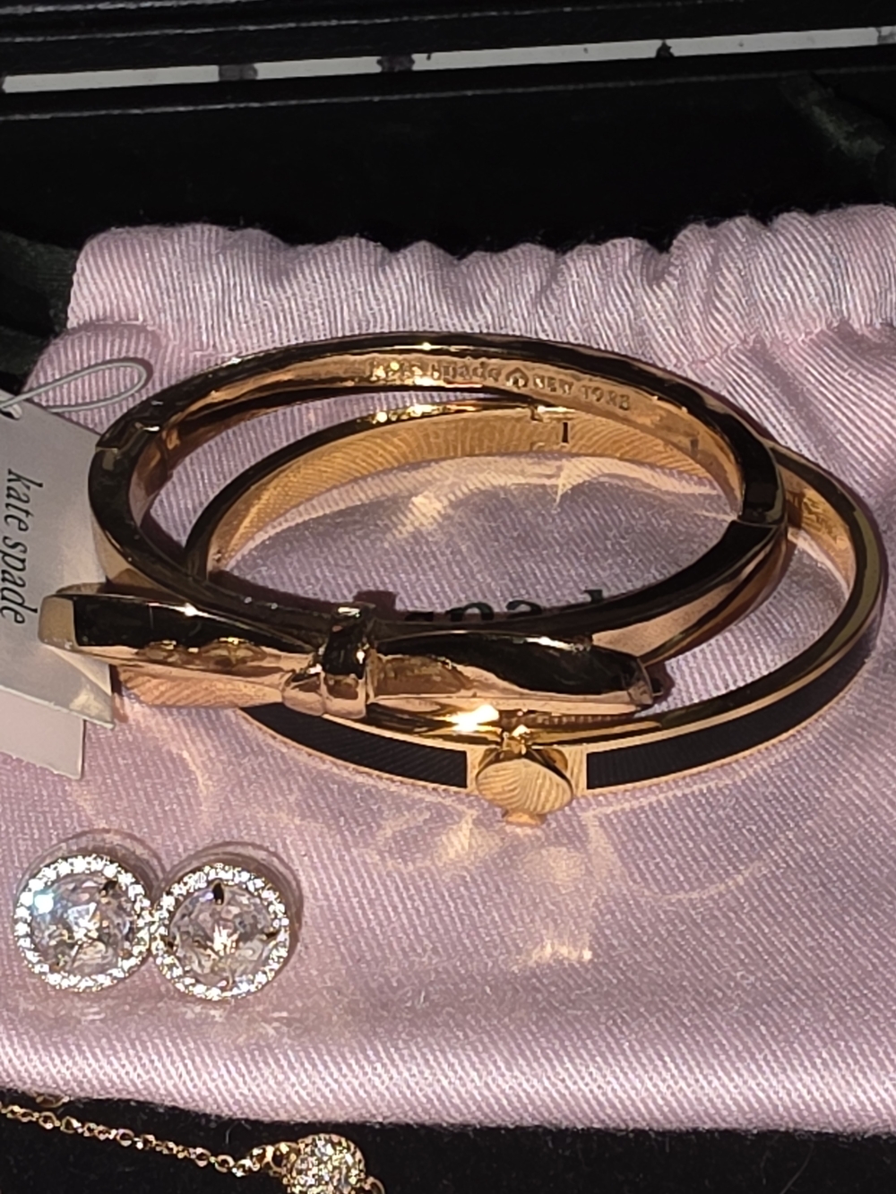 Kate Spade Gold-Tone Necklace, Earrings And 2 Bangle Bracelet Set - Picture 3 of 6